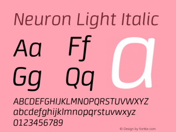 Neuron Light Italic Version 1.000 Font Sample