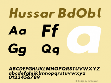 Hussar BdObl Version 2.21 Font Sample