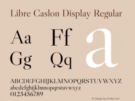 Libre Caslon Display Regular Version 1.000; ttfautohint (v1.1) -l 8 -r 50 -G 50 -x 14 -D latn -f none -w G Font Sample