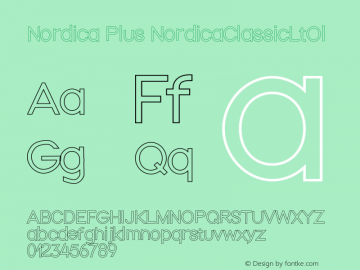 Nordica Plus NordicaClassicLtOl Version 1.01 Font Sample