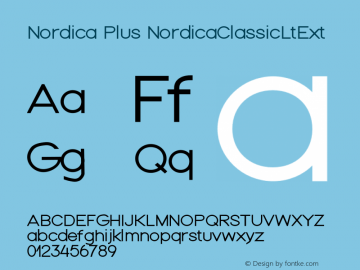 Nordica Plus NordicaClassicLtExt Version 1.01 Font Sample