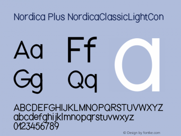 Nordica Plus NordicaClassicLightCon Version 1.01 Font Sample