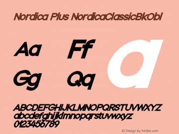 Nordica Plus NordicaClassicBkObl Version 1.01 Font Sample