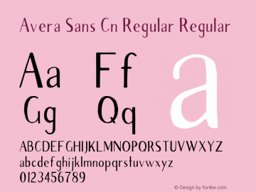 Avera Sans Cn Regular Regular 001.001 Font Sample