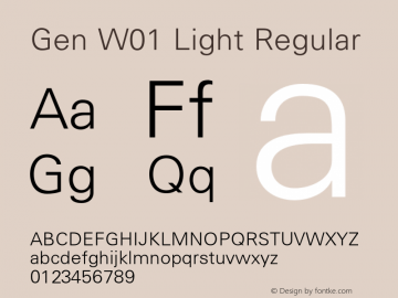 Gen W01 Light Regular Version 1.000;PS 001.001;hotconv 1.0.56 Font Sample
