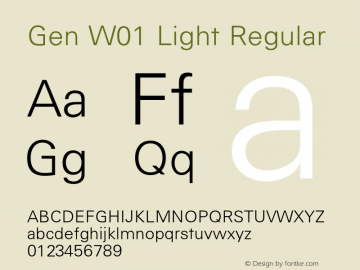 Gen W01 Light Regular Version 1.000;PS 001.001;hotconv 1.0.56 Font Sample