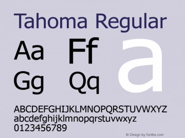 Tahoma Regular Version 2.26 Font Sample