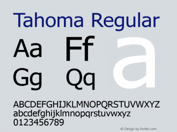 Tahoma Regular Version 0.95 Font Sample
