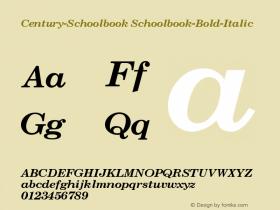 Century-Schoolbook Schoolbook-Bold-Italic Version 001.000 Font Sample