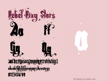 Rebel Pixy Stars v1 11/17/2014 - by Dirt2.com / Andrew Hart Font Sample