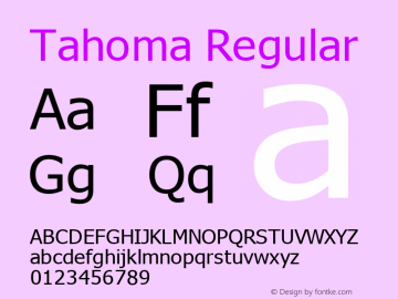 Tahoma Regular Version 1.00 Font Sample