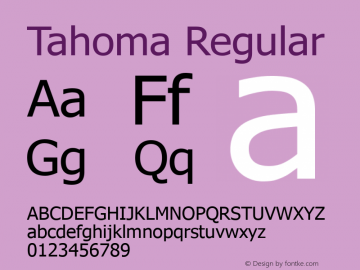 Tahoma Regular Version 2.30 Font Sample