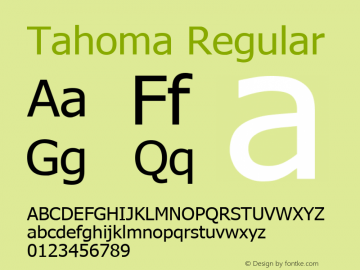 Tahoma Regular Version 001.000 Font Sample