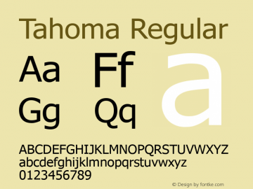 Tahoma Regular Version 1.07 Font Sample