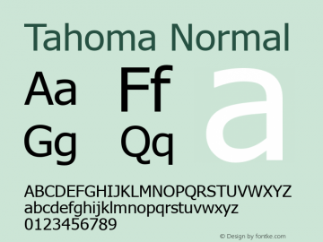 Tahoma Normal Version 1.00 Font Sample