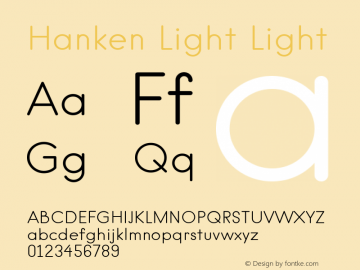 Hanken Light Light Version 2.06 2014 Font Sample