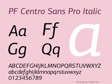 PF Centro Sans Pro Italic Version 1.000 2006 initial release; Fonts for Free; vk.com/fontsforfree图片样张