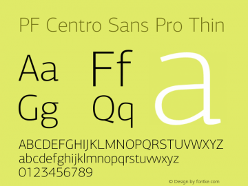 PF Centro Sans Pro Thin Version 1.000 2006 initial release; Fonts for Free; vk.com/fontsforfree图片样张
