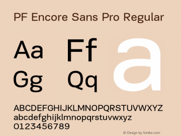 PF Encore Sans Pro Regular Version 002.000图片样张