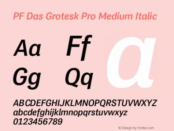 PF Das Grotesk Pro Medium Italic Version 2.000图片样张