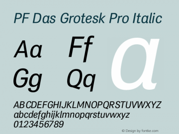 PF Das Grotesk Pro Italic Version 2.000图片样张