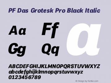 PF Das Grotesk Pro Black Italic Version 2.000图片样张