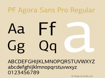 PF Agora Sans Pro Regular Version 1.000 2006 initial release Font Sample