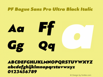 PF Bague Sans Pro Ultra Black Italic Version 1.000图片样张
