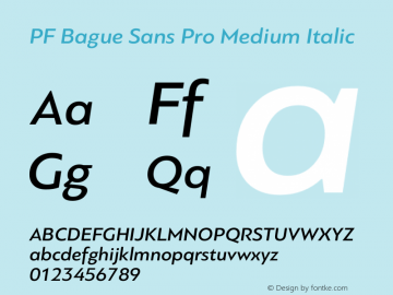 PF Bague Sans Pro Medium Italic Version 1.000 Font Sample