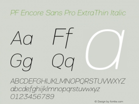 PF Encore Sans Pro ExtraThin Italic Version 002.000图片样张