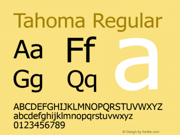 Tahoma Regular Version 6.00 Font Sample