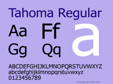 Tahoma Regular Version 6.03 Font Sample