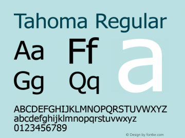 Tahoma Regular Version 6.02 Font Sample
