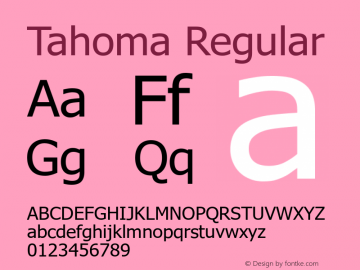 Tahoma Regular Version 6.11 Font Sample