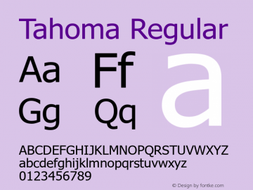 Tahoma Regular Version 6.90 Font Sample