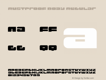 Rustproof Body Regular Version 3.100 Font Sample