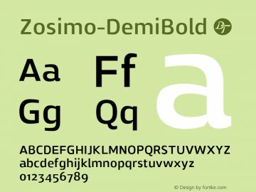 Zosimo-DemiBold ☞ Version 1.000;PS 001.000;hotconv 1.0.70;makeotf.lib2.5.58329;com.myfonts.easy.delicious-type.zosimo.demibold.wfkit2.version.4fug图片样张