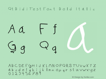 QtBidiTestFont Bold Italic Version 1.000 Font Sample