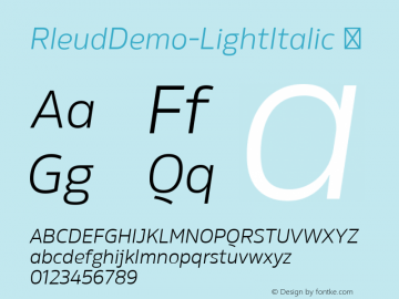 RleudDemo-LightItalic ☞ 2014 Version 1.01;com.myfonts.easy.stawix.rleud.demo-light-italic.wfkit2.version.47jt图片样张