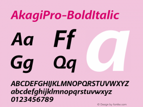 AkagiPro-BoldItalic ☞ Version 2.000;com.myfonts.easy.positype.akagi-pro.bold-italic.wfkit2.version.3D3K图片样张