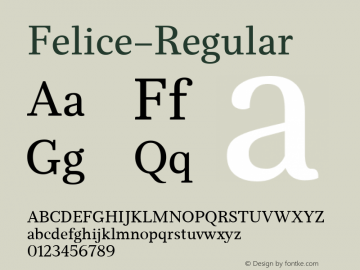 Felice-Regular ☞ Version 1.000;PS 001.001;hotconv 1.0.56;com.myfonts.easy.nootype.felice.regular.wfkit2.version.464M图片样张