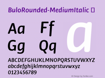 BuloRounded-MediumItalic ☞ Version 1.000; ttfautohint (v0.93) -l 8 -r 50 -G 200 -x 14 -w 