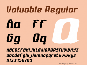 Valuable Regular Version 1.00 December 10, 2014, initial release Font Sample