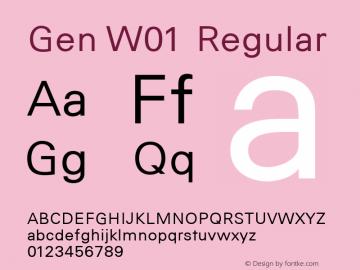 Gen W01 Regular Version 1.06 2014 Font Sample