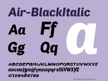 Air-BlackItalic ☞ Version 001.000;com.myfonts.positype.air.black-ital.wfkit2.3DDc图片样张