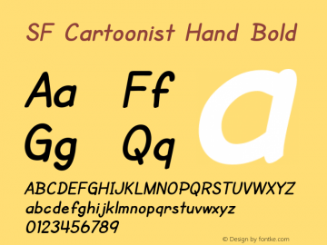 SF Cartoonist Hand Bold ver 1.0; 2000. Freeware for non-commercial use. Font Sample