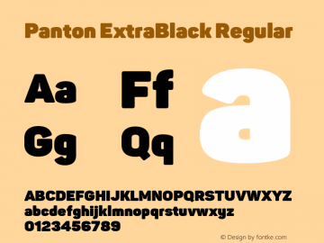 Panton ExtraBlack Regular Version 1.000 Font Sample