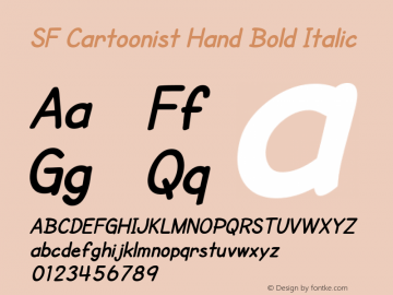 SF Cartoonist Hand Bold Italic ver 2.0; 2000. Freeware. Font Sample