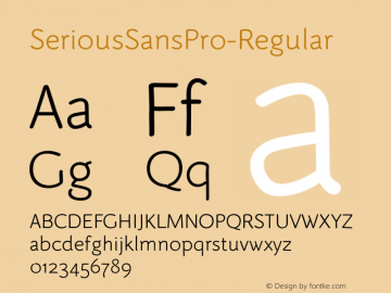 SeriousSansPro-Regular ☞ Version 1.004;PS 001.004;hotconv 1.0.70;makeotf.lib2.5.58329;com.myfonts.easy.ogentroost.serious-sans-pro.regular.wfkit2.version.4kj6图片样张