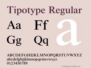 Tipotype Regular Version 1.000 Font Sample